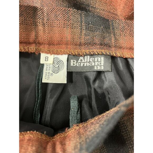 Allen Bernard Ltd Vintage Browns Autumnal Wool Plaid Midi Skirt size 8 - Picture 6 of 6